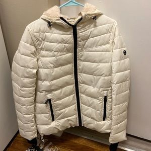 White Michael Kors quilted puffer coat